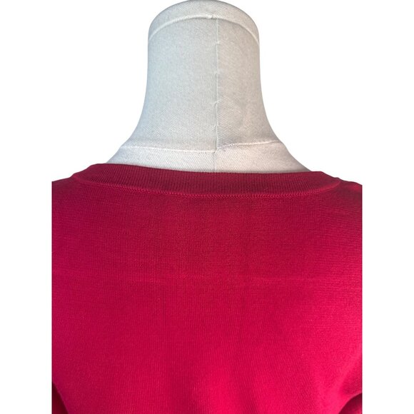 2/$30 White House Black Market Small Red Cardigan Sweater Embellished Shoulder - Picture 12 of 16